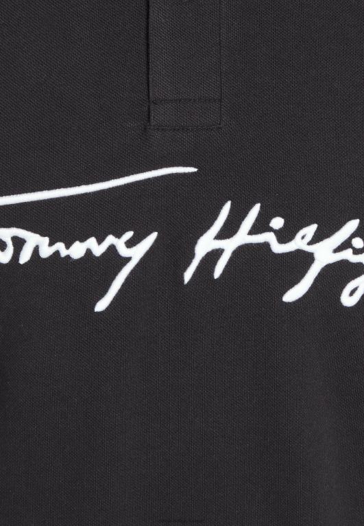 أسود Tommy Hilfiger قميص بولو بشعار جريء مميز 446448073