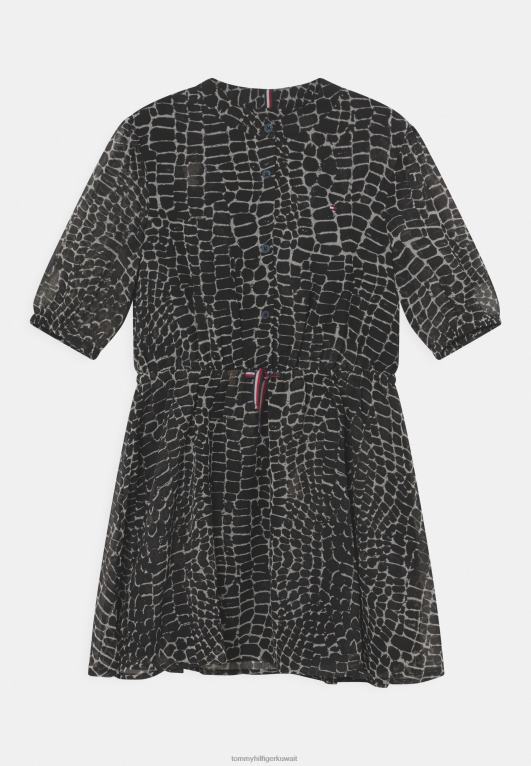 أسود Tommy Hilfiger فستان مطبوع فستان كوكتيل/فستان حفلة 446448080