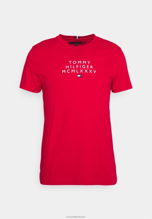 الأحمر الأساسي Tommy Hilfiger تي شيرت بطبعة جرافيك صغيرة في المنتصف 446448113