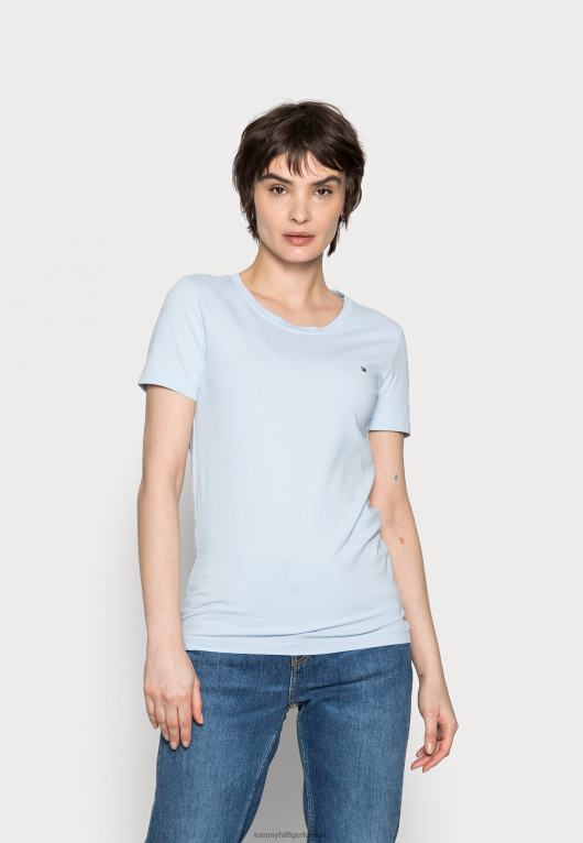 أزرق Tommy Hilfiger تي شيرت أساسي مستدير صلب رائع 446448147