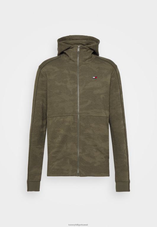 الجيش الأخضر Tommy Hilfiger سترة مريحة بغطاء للرأس وسحاب 446448148