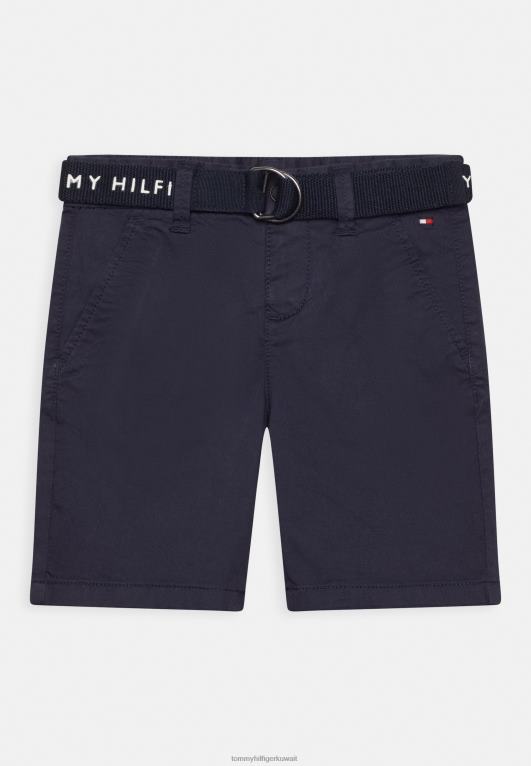 البحرية الشفق Tommy Hilfiger شورت جينز أساسي بحزام 446448151