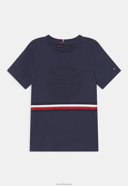 البحرية الشفق Tommy Hilfiger تي شيرت مطبوع منقوش عالمي 446448167
