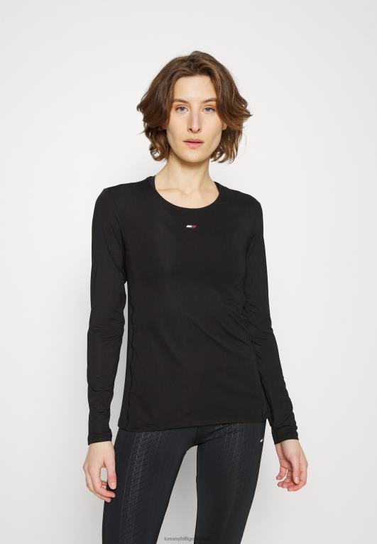 أسود Tommy Hilfiger تيشيرت مزيج عادي بأكمام طويلة 446448179
