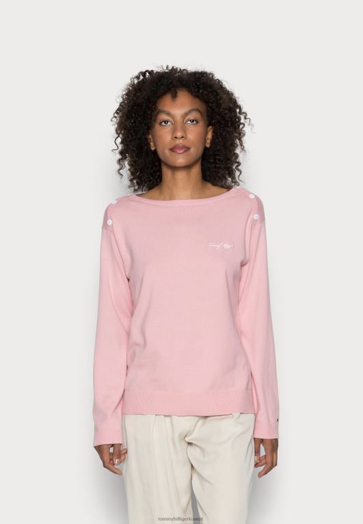 الوردي الجليدي Tommy Hilfiger أبو البلوز الرقبة القارب 446448194