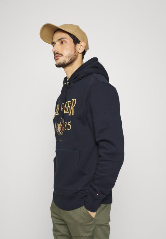 سماء الصحراء Tommy Hilfiger كنزة بغطاء رأس بشعار أيقونة 446448207