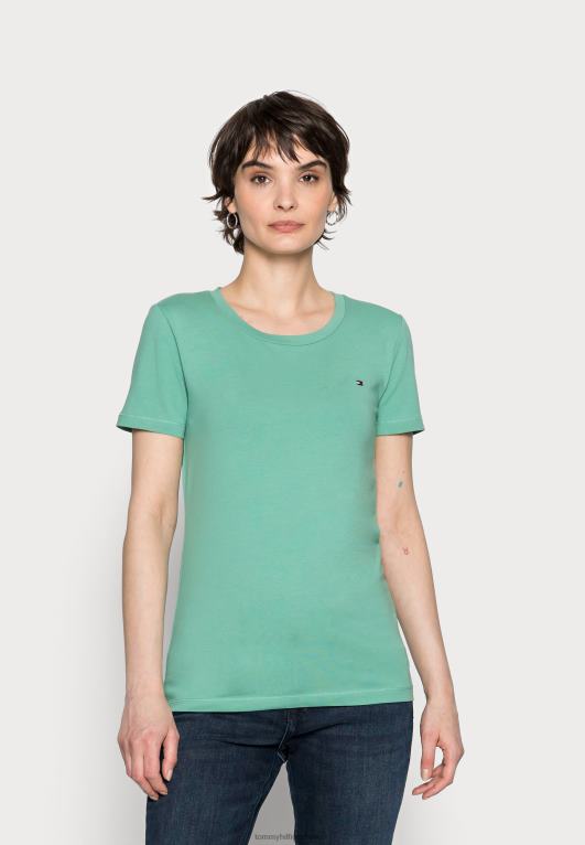متجمد الخضرة Tommy Hilfiger تي شيرت أساسي مستدير صلب رائع 446448242