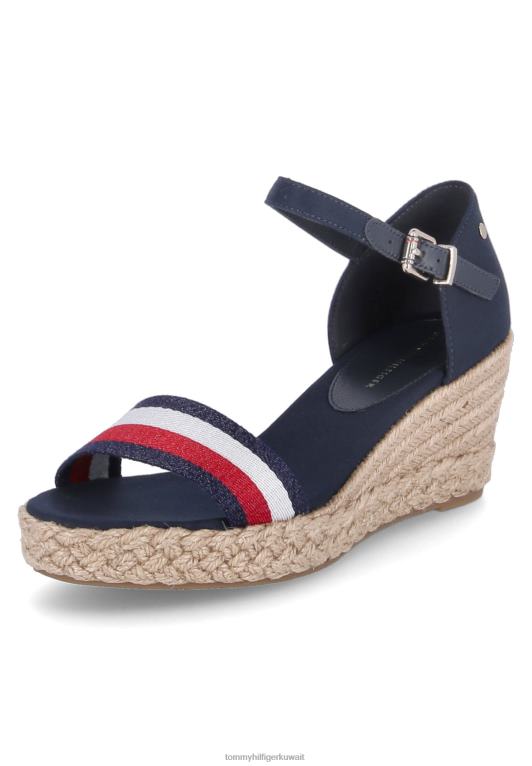 سماء الصحراء Tommy Hilfiger صنادل منصة إسفين متوسطة الشريط لامعة 446448255