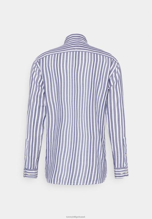 البحرية الكربونية / الأبيض البصري Tommy Hilfiger قميص مخطط ناعم طبيعي 446448258