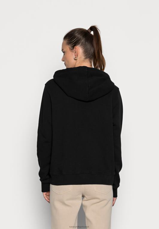 أسود Tommy Hilfiger سويت شيرت بغطاء للرأس بطبعة ريش عادية 446448265