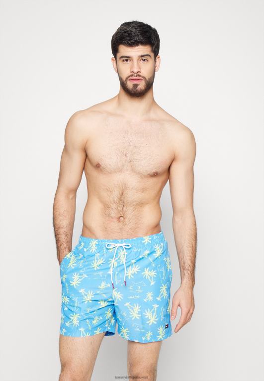 أزرق فاتح Tommy Hilfiger شورت سباحة بطبعة رباط متوسط 446448266