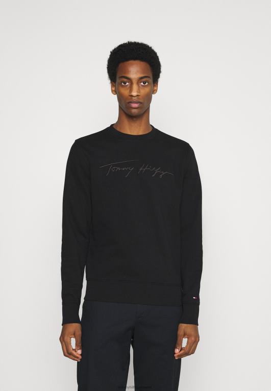 أسود Tommy Hilfiger قميص من النوع الثقيل التوقيع 446448285