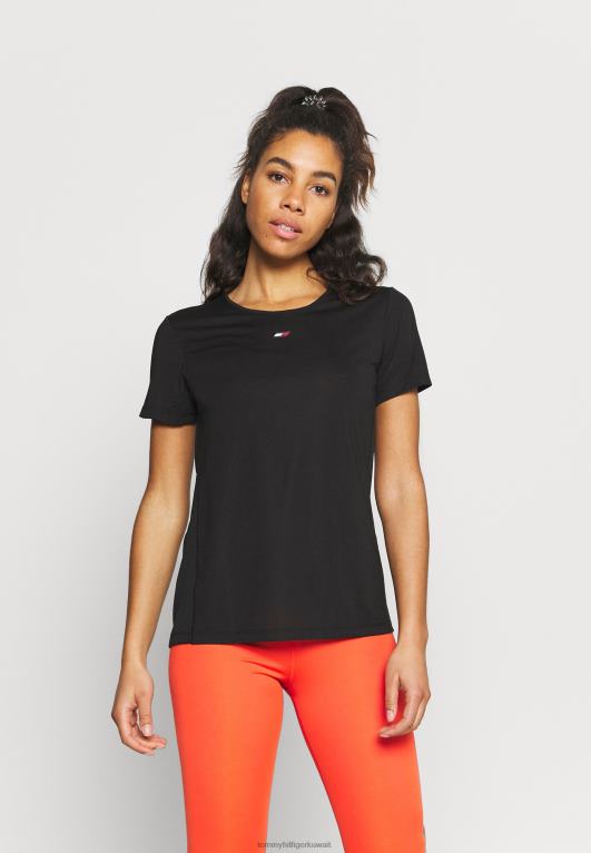 أسود Tommy Hilfiger تي شيرت رياضي من خليط القماش العادي 446448287