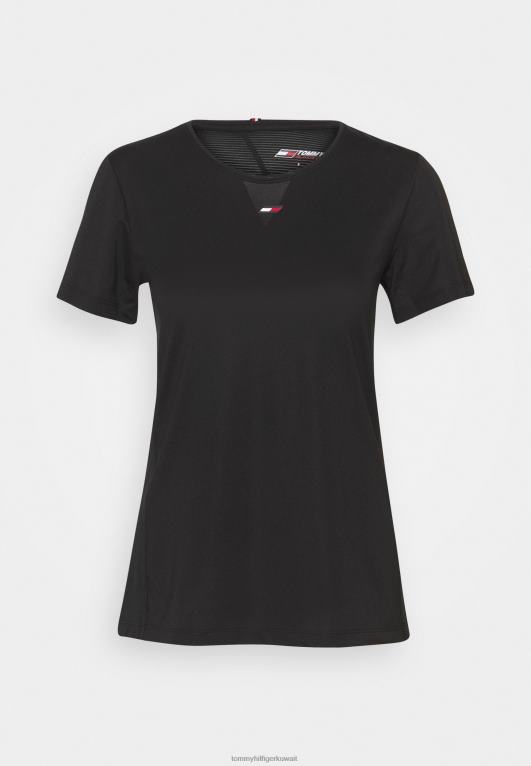 أسود Tommy Hilfiger تي شيرت رياضي من خليط القماش العادي 446448287