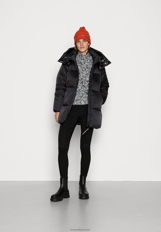 أسود Tommy Hilfiger شعار لامع لامع أسفل معطف منتفخ 446448290
