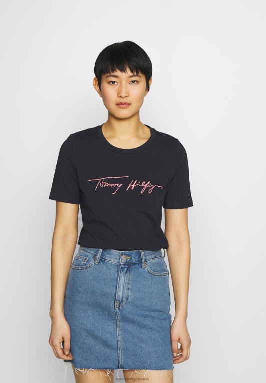 سماء الصحراء Tommy Hilfiger تي شيرت مفتوح بطبعة نص عادي 446448323