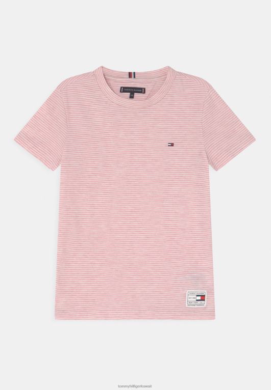 لون القرنفل Tommy Hilfiger تي شيرت بطباعة شريط جاسبي 446448334