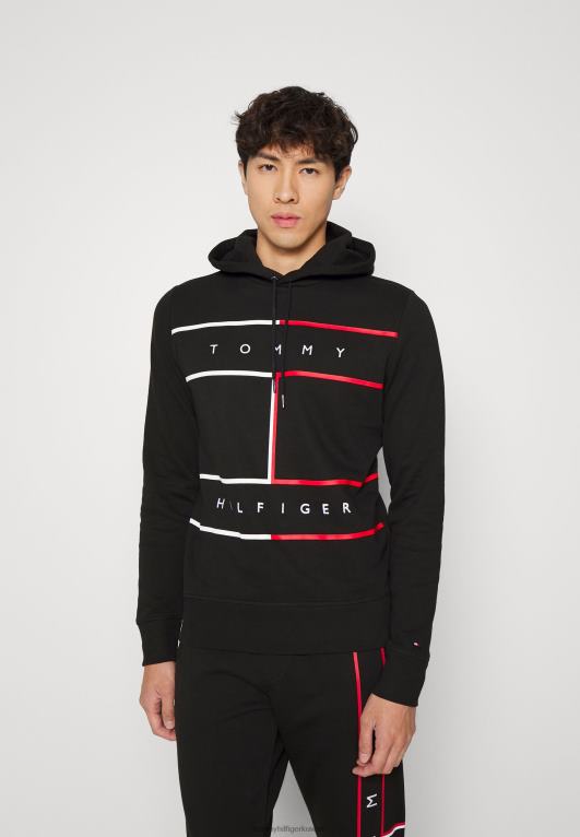 أسود Tommy Hilfiger البلوز هودي العلم الكبير 446448380