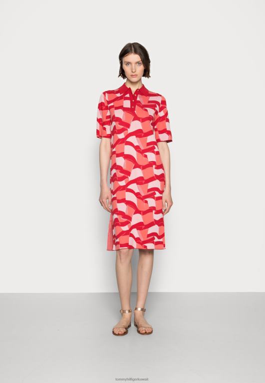 أحمر Tommy Hilfiger أيقونة بولو فستان ميدي فستان النهار 446448401