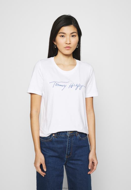 أبيض Tommy Hilfiger تي شيرت مفتوح بطبعة نص عادي 446448419