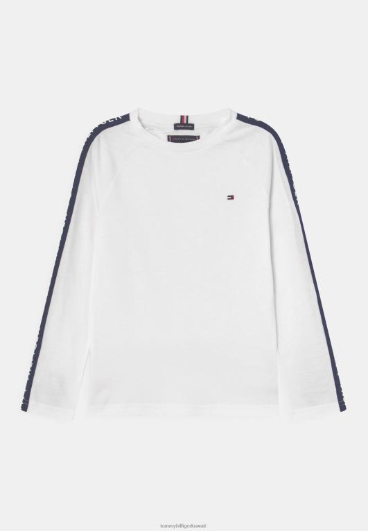 أبيض Tommy Hilfiger تيشيرت بشريط متوهج بأكمام طويلة 446448426