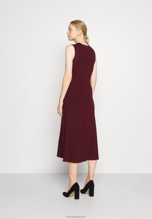 حمرة عميقة Tommy Hilfiger فستان هينلي ميدي من تصميم آيكون 446448427