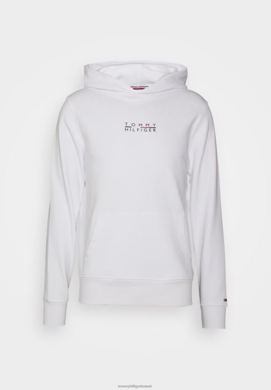 أبيض Tommy Hilfiger كنزة بغطاء رأس وشعار مربع 446448433