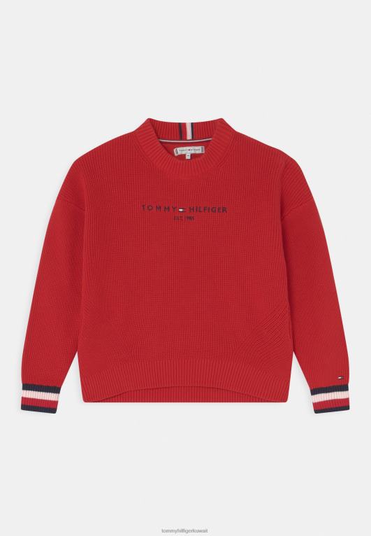 قرمزي عميق Tommy Hilfiger كنزة بشعار أساسي 446448435