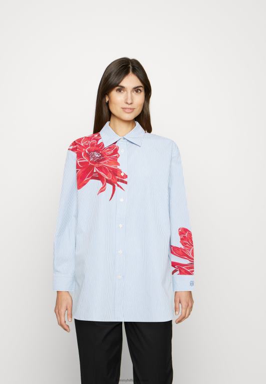 زهرة الجزيرة/ إيثاكا Tommy Hilfiger بلوزة زهرية كبيرة الحجم 446448460