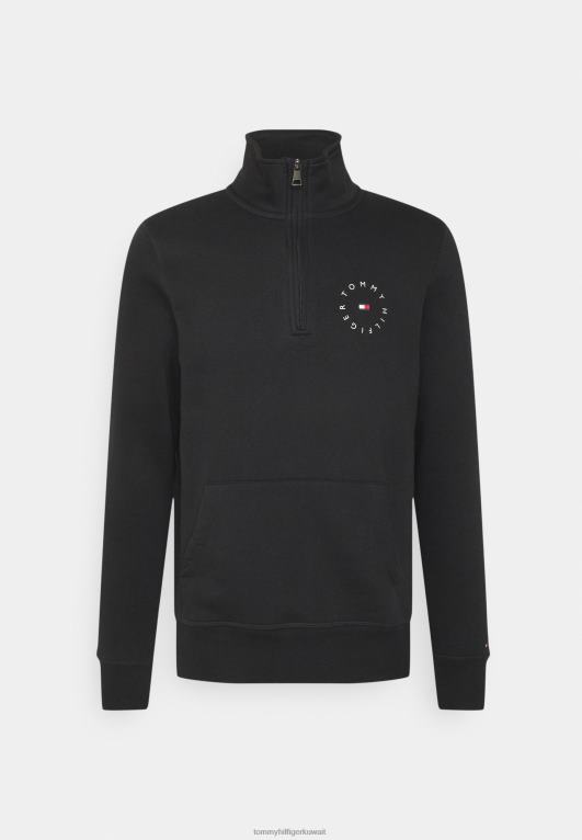 أسود Tommy Hilfiger سويت شيرت برقبة وهمية ورسومات دائرية 446448518