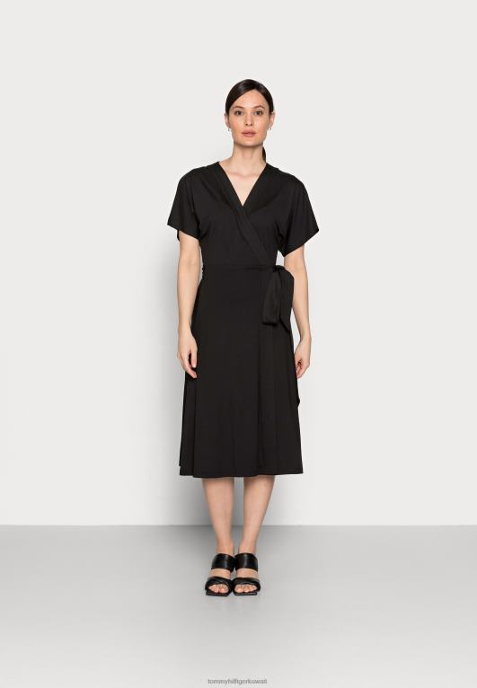 أسود Tommy Hilfiger فستان جيرسي ميدي عادي 446448556