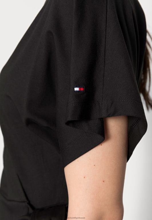 أسود Tommy Hilfiger فستان جيرسي ميدي عادي 446448556
