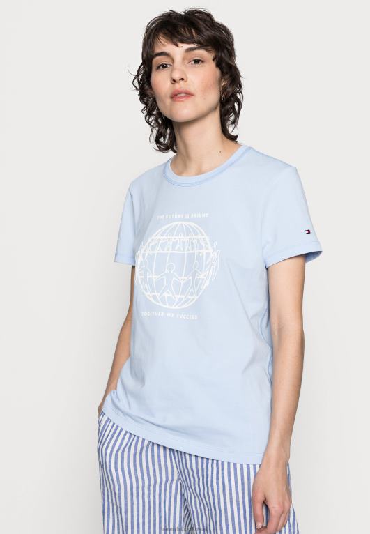 الأزرق الحلو Tommy Hilfiger تي شيرت بطبعة كوكب واحد عادي 446448623