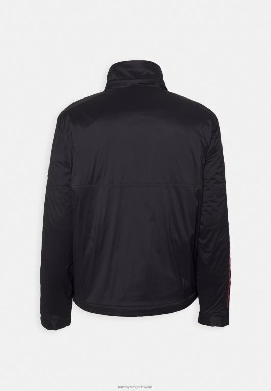 أسود Tommy Hilfiger سترة خفيفة بغطاء رأس وطباعة كبيرة قابلة للإزالة 446448653