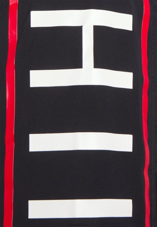 أسود Tommy Hilfiger سترة خفيفة بغطاء رأس وطباعة كبيرة قابلة للإزالة 446448653