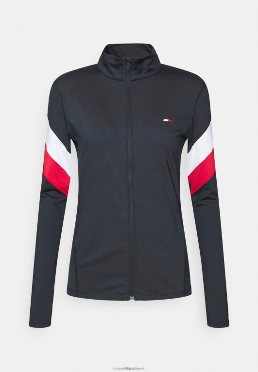 سماء الصحراء/الأحمر الأساسي Tommy Hilfiger سترة تدريب رفيعة بسحاب كامل وألوان متعددة 446448690