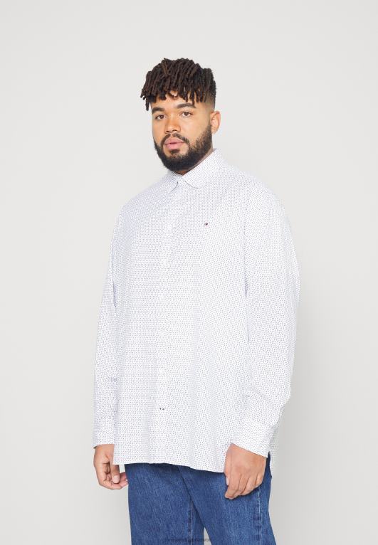 أبيض بصري/بحري كربوني Tommy Hilfiger قميص قميص ناعم بطبعات دقيقة 446448756