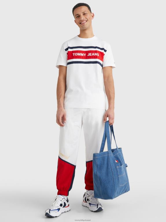 أبيض Tommy Hilfiger تيشيرت من القطن العضوي بشريط شعار الماركة 44644876