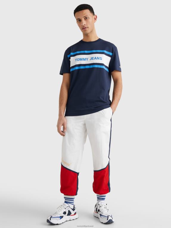 البحرية الشفق Tommy Hilfiger تيشيرت من القطن العضوي بشريط شعار الماركة 44644877