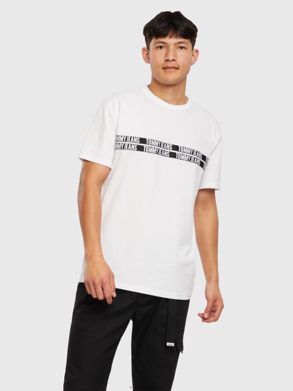 أبيض Tommy Hilfiger شريط تي شيرت من القطن العضوي 44644878