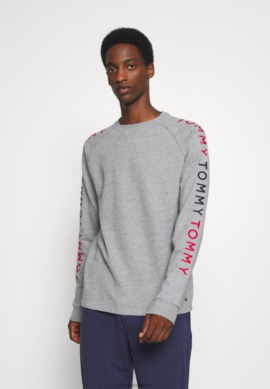 هيذر رمادي متوسط Tommy Hilfiger التطريز المسار بيجامة أعلى 446448885