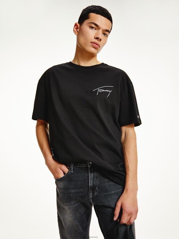 أسود Tommy Hilfiger تيشيرت من القطن المعاد تدويره بشعار الماركة 44644891