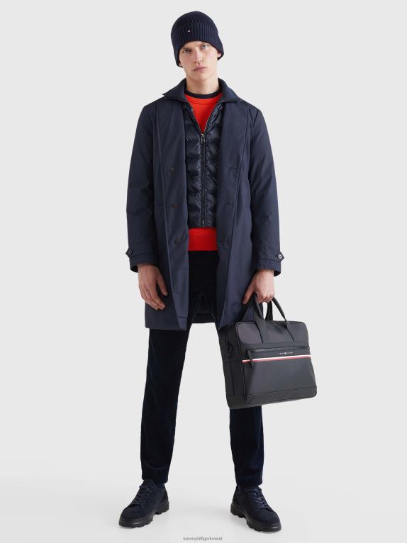 أسود Tommy Hilfiger حقيبة كمبيوتر محمول بشريط التوقيع 44644895