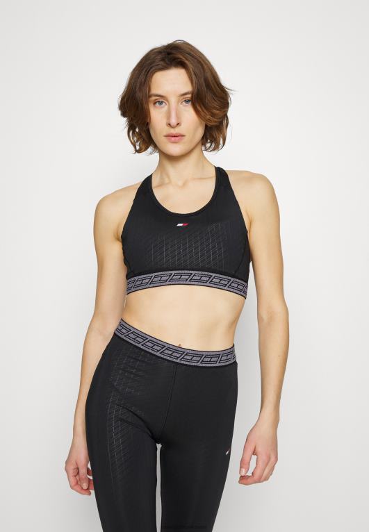 أسود Tommy Hilfiger حمالة صدر رياضية منقوشة متوسطة الكثافة 446448962