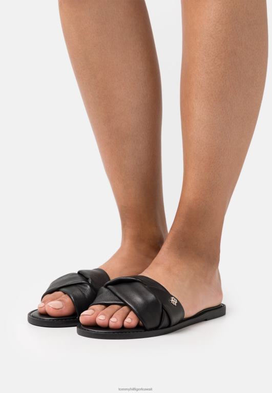 أسود Tommy Hilfiger البغال المسطحة ذات النسيج الأنثوي 446448964