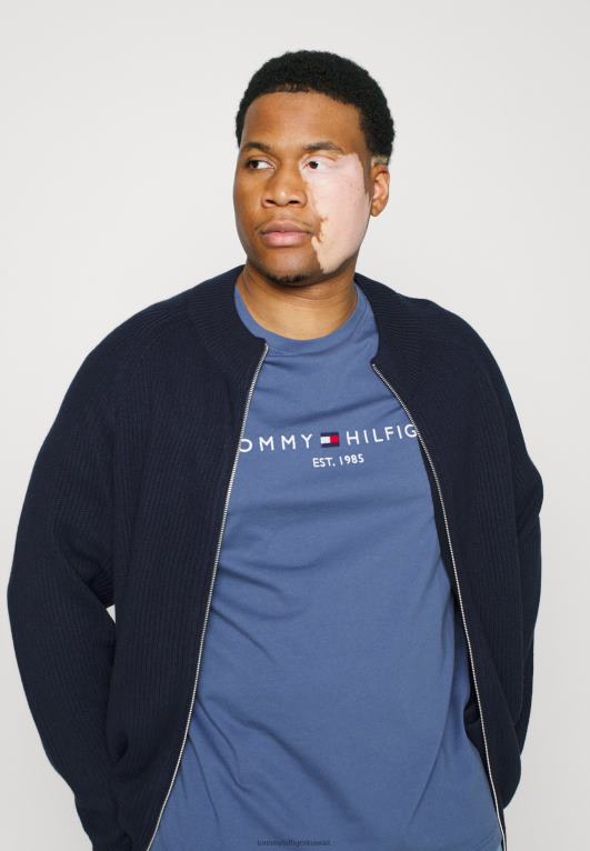 النيلي الباهت Tommy Hilfiger تيشيرت بطبعة شعار الماركة 446448969