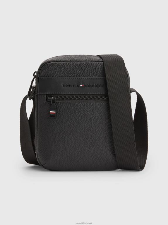 أسود Tommy Hilfiger حقيبة مراسل صغيرة من الجلد الفاخر 44644900