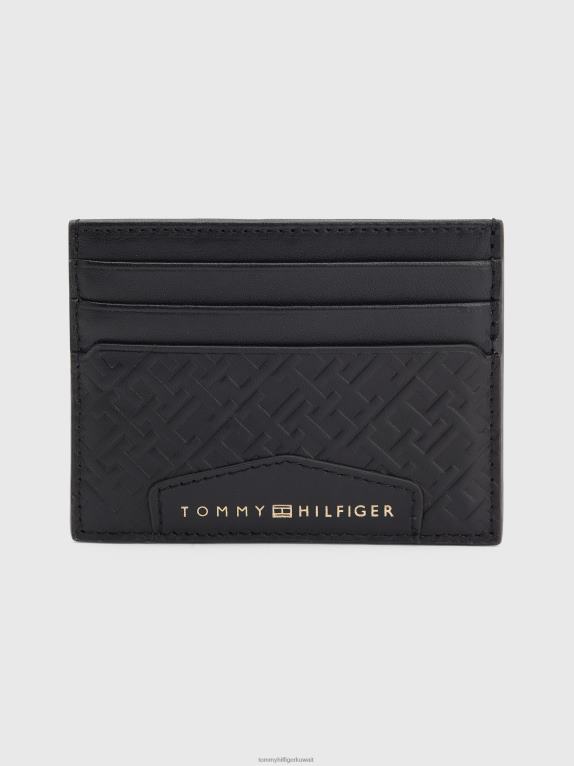 حرف واحد فقط أسود Tommy Hilfiger حامل بطاقات من الجلد الفاخر 44644906