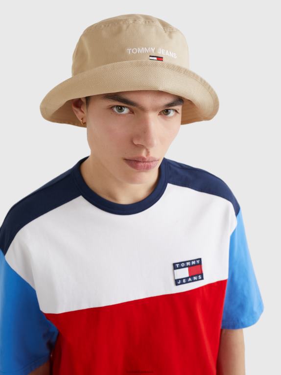 رمل السافانا Tommy Hilfiger قبعة دلو من القطن العضوي الخالص بشعار الماركة 44644930