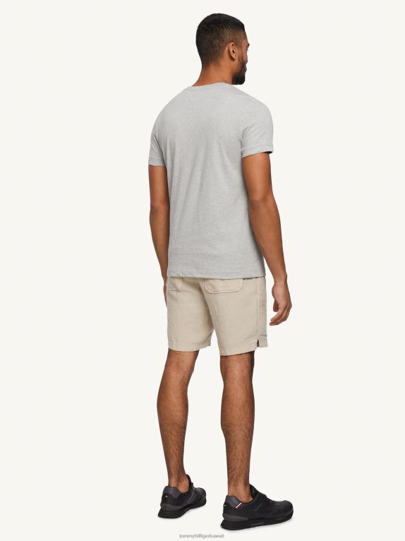 هيذر رمادي فاتح Tommy Hilfiger تي شيرت برسومات مخططة على الصدر 44644941